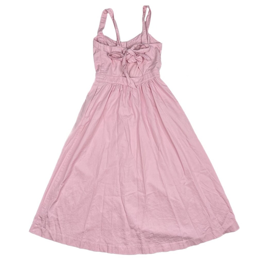 Madewell Pink Fleur Bow-Back Strappy Pleated Midi Petal Pastel Pink Sz 00 - NWOT - Picture 5 of 9